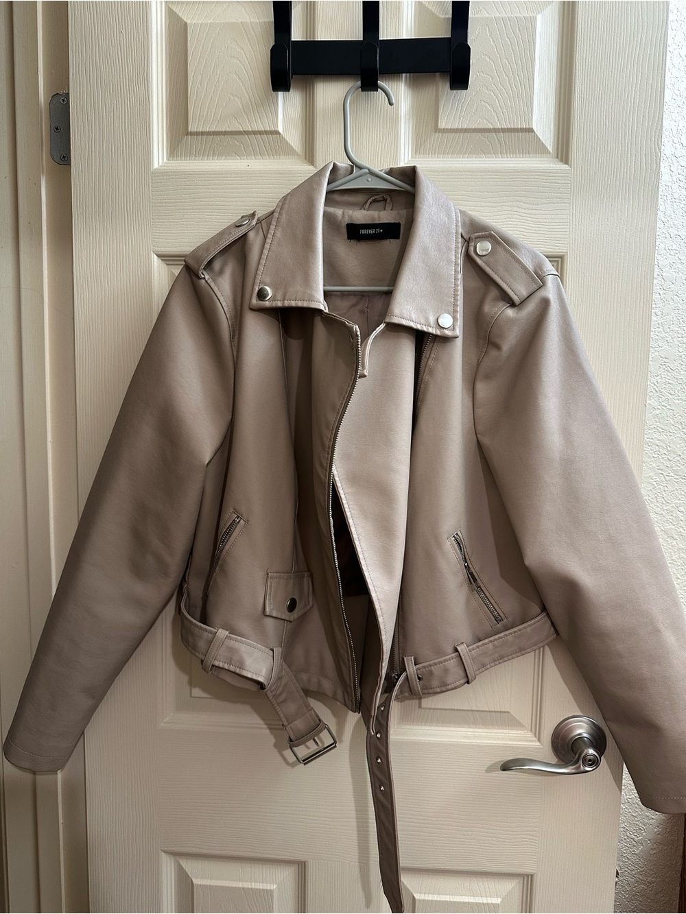 Forever 21 Beige Faux Leather Moto Jacket